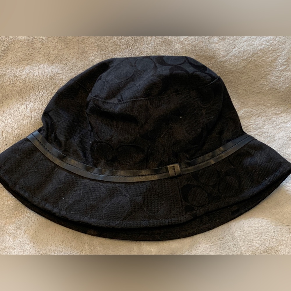 Women Black Canvas Coach Bucket Hat